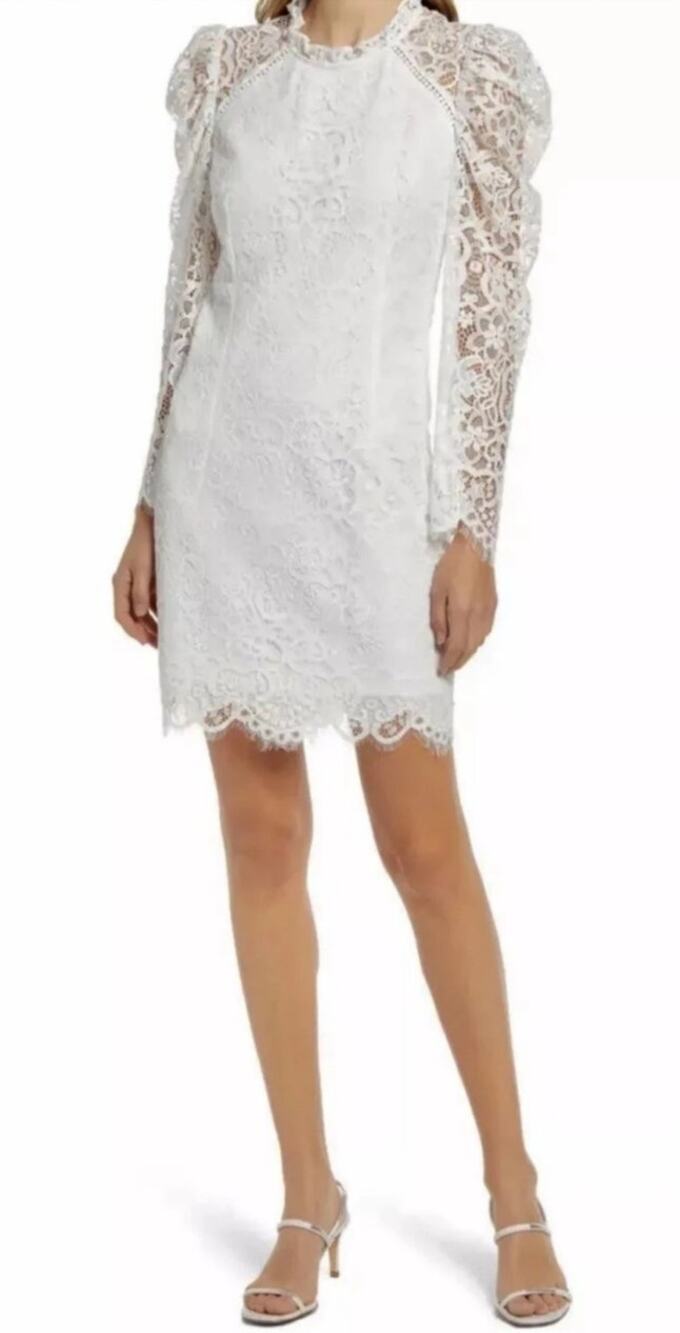 Lilly Pulitzer Averi Long Sleeve Lace Mini Dress in Coconut White - 4